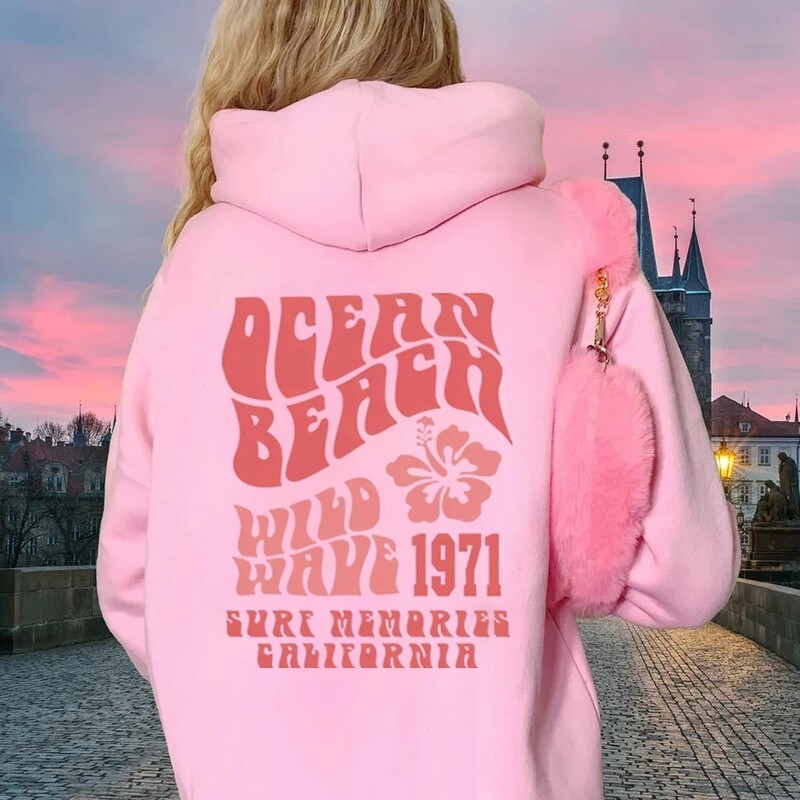 Hanoră cu glugă Ocean Beach Hanorac estetic Tumblr Hanorac CA Surf Tee Trendy Oversized Hoodie Coconut Hoodie Topuri estetice unisex