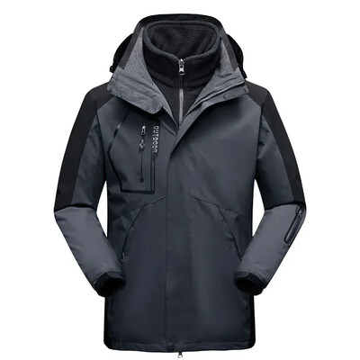 Ανδρικό μπουφάν Fleece για σκι 2 σε 1 Χειμώνα ζεστό αντιανεμικό αδιάβροχο υπαίθριο αθλητικό κάμπινγκ Mountain Snowboard Παλτό χιονιού