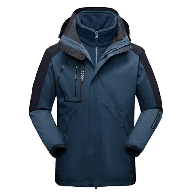 Ανδρικό μπουφάν Fleece για σκι 2 σε 1 Χειμώνα ζεστό αντιανεμικό αδιάβροχο υπαίθριο αθλητικό κάμπινγκ Mountain Snowboard Παλτό χιονιού