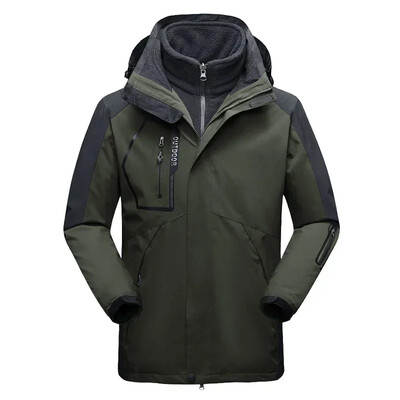 Ανδρικό μπουφάν Fleece για σκι 2 σε 1 Χειμώνα ζεστό αντιανεμικό αδιάβροχο υπαίθριο αθλητικό κάμπινγκ Mountain Snowboard Παλτό χιονιού