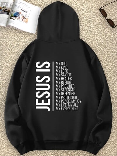 JESUS Fashion Huvitav kiri Graafiline Print Crew Neck Pikkade varrukatega Taskuga dressipluus Print Pullover Hoodie Naistele Casual