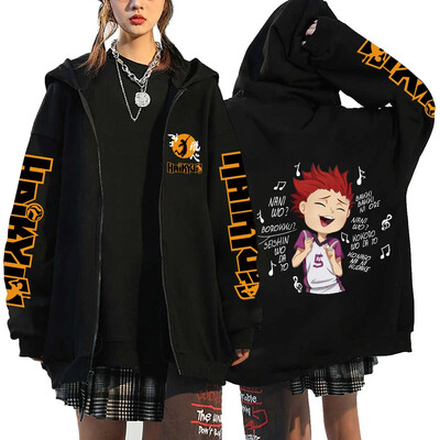 Γυναικεία ανδρικά Anime Hoodie Haikyuu Zip Up Jacket Karasuno High School Plus Size Φούτερ Harajuku Unisex Φθινοπωρινό Ζεστά ρούχα