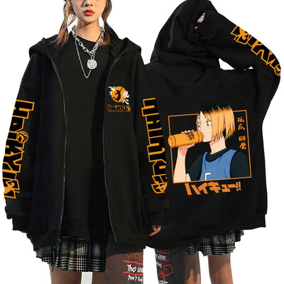 Γυναικεία ανδρικά Anime Hoodie Haikyuu Zip Up Jacket Karasuno High School Plus Size Φούτερ Harajuku Unisex Φθινοπωρινό Ζεστά ρούχα