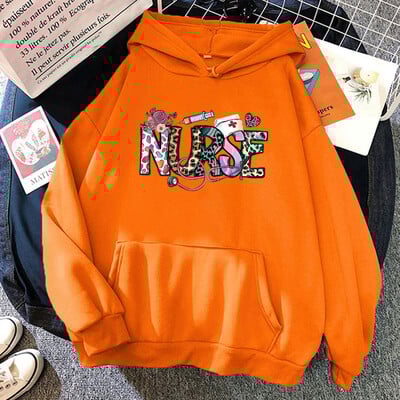Uus mood Unisex Nurse Prinditud pusad Meeste Naiste vabaaja pikkade varrukatega kapuuts Pullovers Teismeliste õues sviitrid