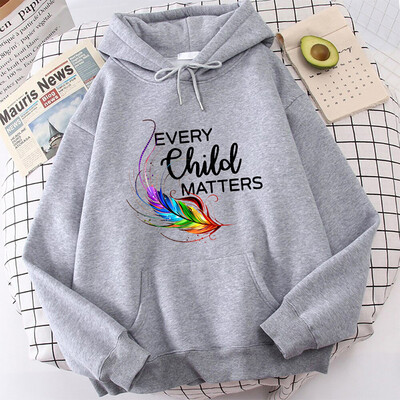 Γυναικεία χειμερινή φθινοπωρινή μόδα με κουκούλα Casual Every Child Matters Πορτοκαλί πουκάμισο Ημερήσια επιστολή με στάμπα μακρυμάνικη κουκούλα