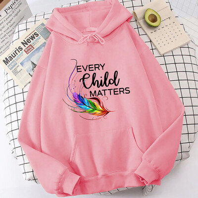 Γυναικεία χειμερινή φθινοπωρινή μόδα με κουκούλα Casual Every Child Matters Πορτοκαλί πουκάμισο Ημερήσια επιστολή με στάμπα μακρυμάνικη κουκούλα