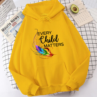 Γυναικεία χειμερινή φθινοπωρινή μόδα με κουκούλα Casual Every Child Matters Πορτοκαλί πουκάμισο Ημερήσια επιστολή με στάμπα μακρυμάνικη κουκούλα