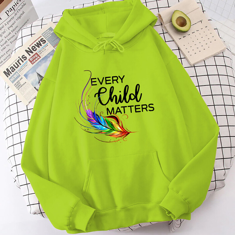 Γυναικεία χειμερινή φθινοπωρινή μόδα με κουκούλα Casual Every Child Matters Πορτοκαλί πουκάμισο Ημερήσια επιστολή με στάμπα μακρυμάνικη κουκούλα