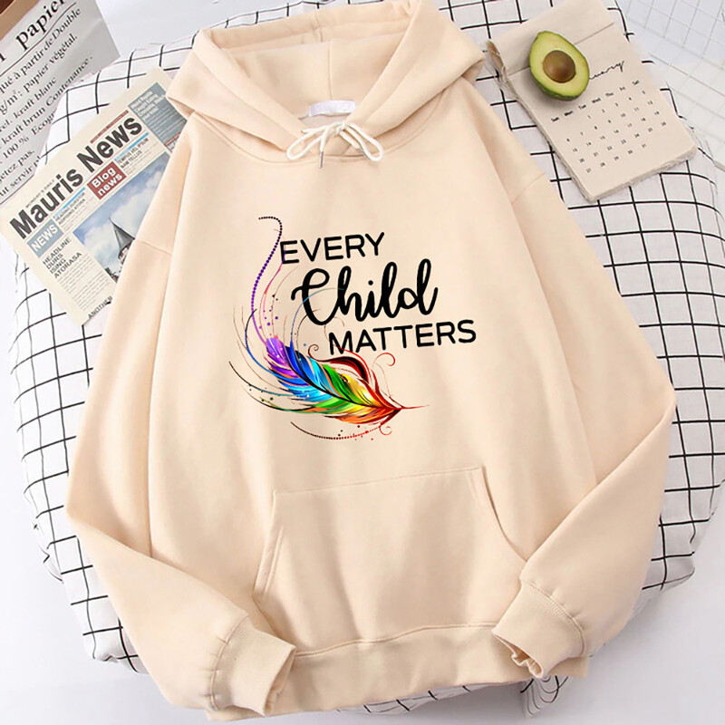 Γυναικεία χειμερινή φθινοπωρινή μόδα με κουκούλα Casual Every Child Matters Πορτοκαλί πουκάμισο Ημερήσια επιστολή με στάμπα μακρυμάνικη κουκούλα