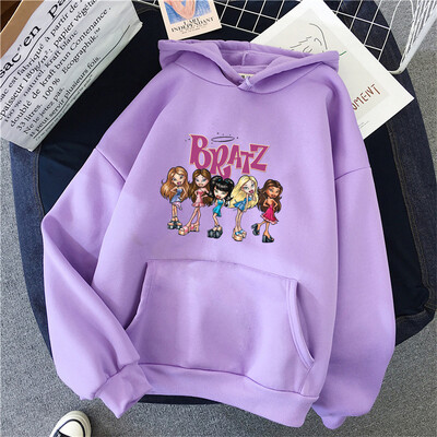 Didelio dydžio „Bratz“ raidėmis spausdinti moteriški megztiniai su gobtuvu Moteriški megztiniai su gobtuvu Hip Hop ilgomis rankovėmis gatvės apranga Unisex vyriški rūbai