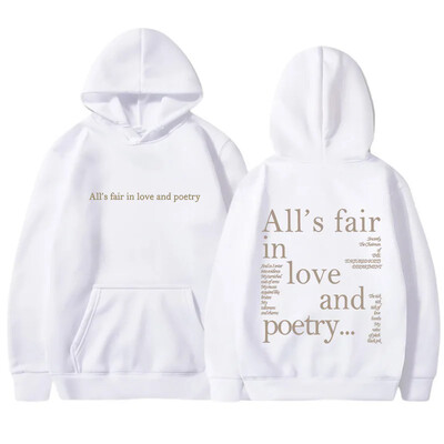 All`s fair in love and ποίηση Ευρωπαϊκή και αμερικανική φούτερ με κουκούλα μονόχρωμη φούτερ με γράμματα Oversized Hoodie