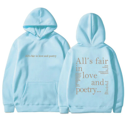 All`s fair in love and ποίηση Ευρωπαϊκή και αμερικανική φούτερ με κουκούλα μονόχρωμη φούτερ με γράμματα Oversized Hoodie