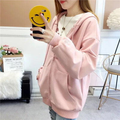 Φούτερ για κορίτσι Φαρδιά ανοιξιάτικα φθινοπωρινά γυναικεία ρούχα Φοιτητικά πρώιμο φθινόπωρο Fleece ανοιχτό πουκάμισο Μπουφάν Fresh Sweet Style Polyester ύφασμα
