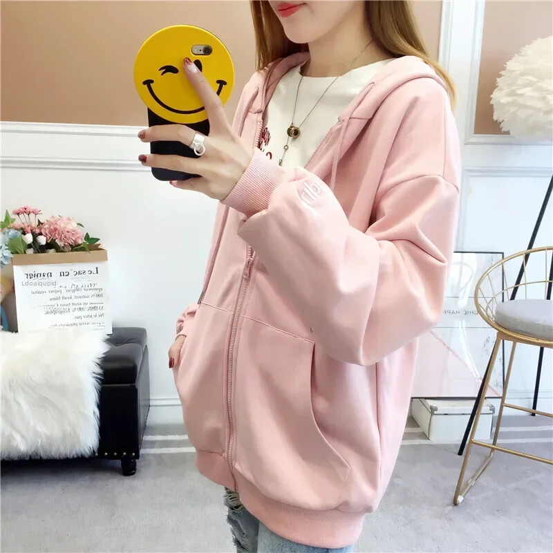 Φούτερ για κορίτσι Φαρδιά ανοιξιάτικα φθινοπωρινά γυναικεία ρούχα Φοιτητικά πρώιμο φθινόπωρο Fleece ανοιχτό πουκάμισο Μπουφάν Fresh Sweet Style Polyester ύφασμα