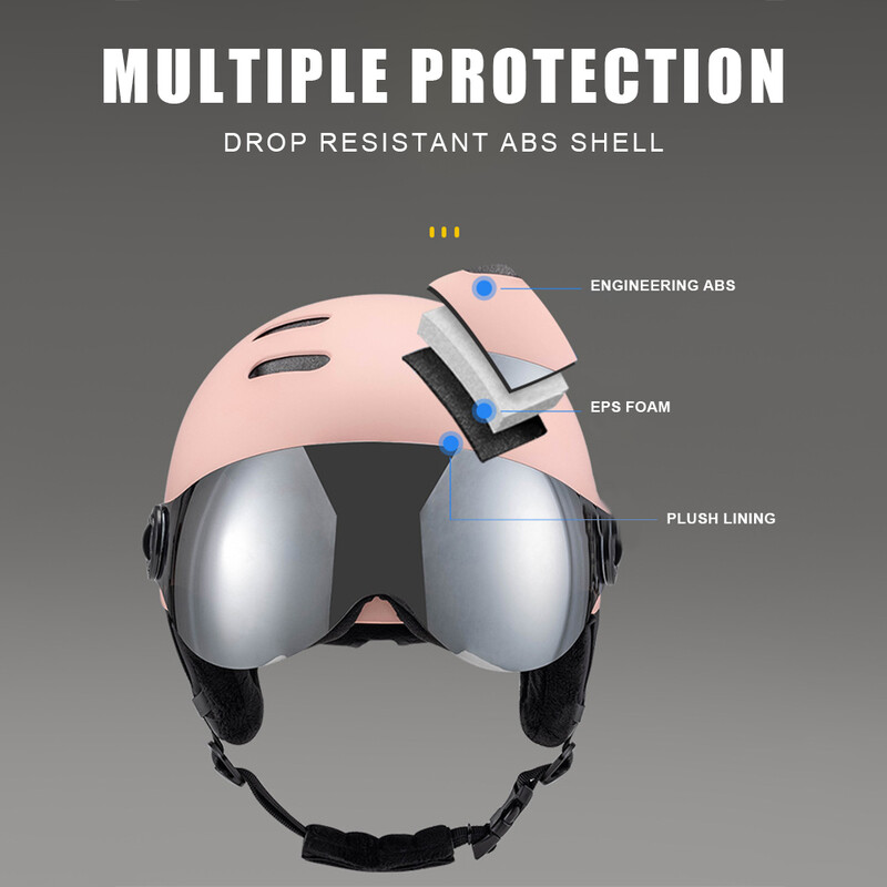 Slidinėjimo šalmas su akiniais Žiemos lauko Sportas Slidinėjimo šalmas Saugus Slidinėjimo Snieglenčių Snieglenčių Šalmas Moterims Vyrams Vaikams