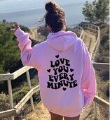 LOVE YOU MINUTE MINUTE Hátra nyomott pulóver tavaszi és őszi férfi és női hosszú ujjú sokoldalú alkalmi felsők kapucnis pulcsi