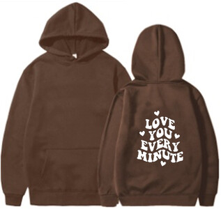 LOVE YOU MINUTE MINUTE Hátra nyomott pulóver tavaszi és őszi férfi és női hosszú ujjú sokoldalú alkalmi felsők kapucnis pulcsi