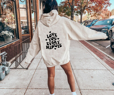LOVE YOU MINUTE MINUTE Hátra nyomott pulóver tavaszi és őszi férfi és női hosszú ujjú sokoldalú alkalmi felsők kapucnis pulcsi