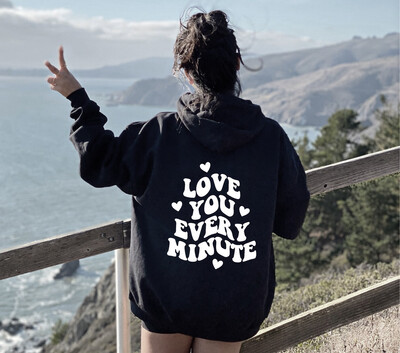 LOVE YOU MINUTE MINUTE Hátra nyomott pulóver tavaszi és őszi férfi és női hosszú ujjú sokoldalú alkalmi felsők kapucnis pulcsi