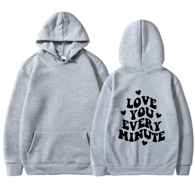 LOVE YOU MINUTE MINUTE Hátra nyomott pulóver tavaszi és őszi férfi és női hosszú ujjú sokoldalú alkalmi felsők kapucnis pulcsi