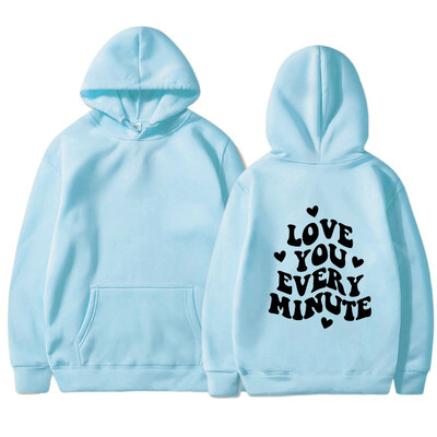 LOVE YOU MINUTE MINUTE Hátra nyomott pulóver tavaszi és őszi férfi és női hosszú ujjú sokoldalú alkalmi felsők kapucnis pulcsi