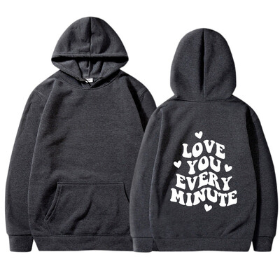 LOVE YOU MINUTE MINUTE Hátra nyomott pulóver tavaszi és őszi férfi és női hosszú ujjú sokoldalú alkalmi felsők kapucnis pulcsi