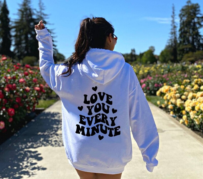 LOVE YOU MINUTE MINUTE Hátra nyomott pulóver tavaszi és őszi férfi és női hosszú ujjú sokoldalú alkalmi felsők kapucnis pulcsi