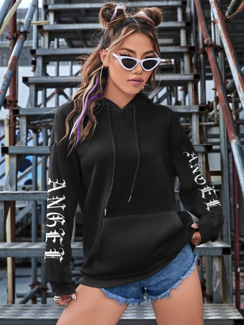 Όμορφα φτερά αγγέλου εμπριμέ κουκούλες Γυναικείες ζεστές άνετες περιστασιακές κουκούλες μόδας Κλασικό φαρδύ κουκούλα πρωτότυπα βασικά ρούχα