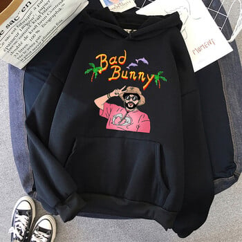 Bad Bunny Beach Vacation Print Дамско облекло Модни извънгабаритни суичъри Creativity Fleece Streetwear Ежедневно меко дамско суичър с качулка