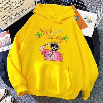 Bad Bunny Beach Vacation Print Дамско облекло Модни извънгабаритни суичъри Creativity Fleece Streetwear Ежедневно меко дамско суичър с качулка