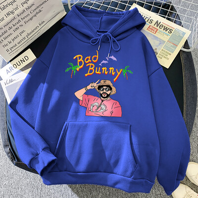 Bad Bunny Beach Vacation Print Ženska odjeća Modna prevelika majica s kapuljačom Kreativnost Fleece Streetwear Ležerna mekana ženska majica s kapuljačom