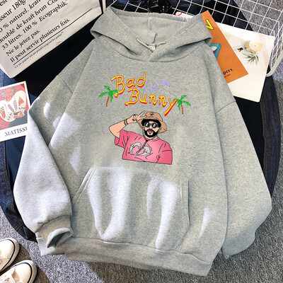 Bad Bunny Beach Vacation Print Ženska odjeća Modna prevelika majica s kapuljačom Kreativnost Fleece Streetwear Ležerna mekana ženska majica s kapuljačom
