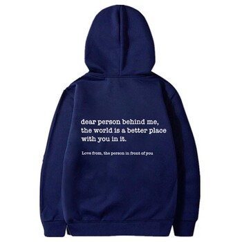 Dear Person Behind Me Hoodies Дамска мода Персонализиран Be Kind Message Суичър Зимни ежедневни свободни суичъри на открито