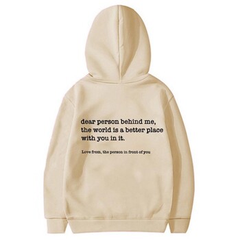 Dear Person Behind Me Hoodies Дамска мода Персонализиран Be Kind Message Суичър Зимни ежедневни свободни суичъри на открито