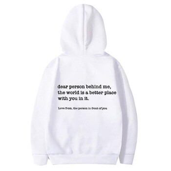 Dear Person Behind Me Hoodies Дамска мода Персонализиран Be Kind Message Суичър Зимни ежедневни свободни суичъри на открито