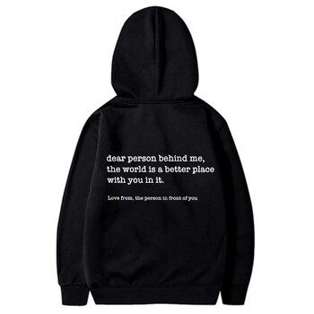 Dear Person Behind Me Hoodies Дамска мода Персонализиран Be Kind Message Суичър Зимни ежедневни свободни суичъри на открито