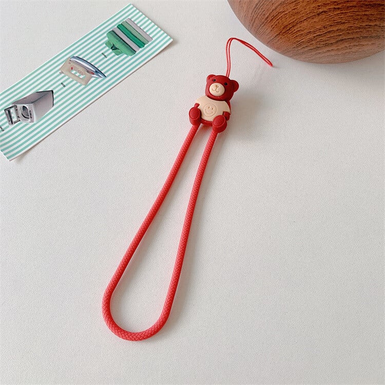 Uus multikas karu ja jänese mobiiltelefoni rihm kukkumisvastane silikoonist randmenöör U ketas võtmehoidja randmepael