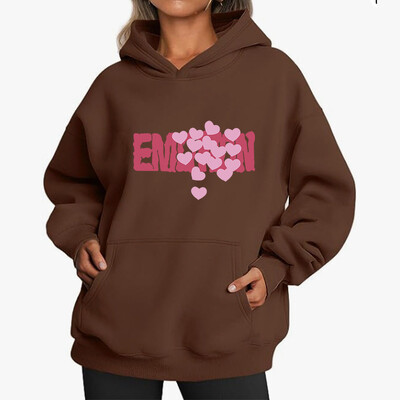 Φθινοπωρινά άνετα φούτερ από καθαρό βαμβάκι Γυναικεία ρούχα Vintage εμπριμέ Κομψά κουκούλα με καπέλο διπλής στάθμης Loose casual solid top