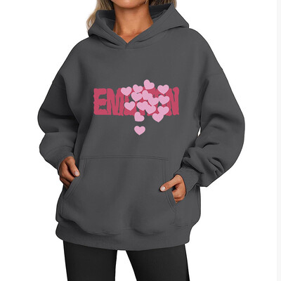 Φθινοπωρινά άνετα φούτερ από καθαρό βαμβάκι Γυναικεία ρούχα Vintage εμπριμέ Κομψά κουκούλα με καπέλο διπλής στάθμης Loose casual solid top