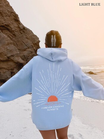 Sunset Beach Harajuku Hoodies Oversized Beachy Coconut Girl Surf Streetwear Ежедневни удобни поларени суичъри с дълги ръкави