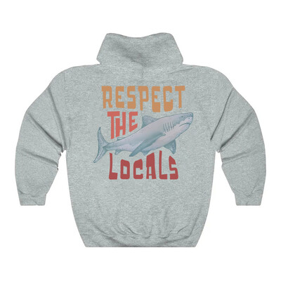 Respect The Local Hoodie Local Surf Hooded φούτερ Beach Bum Shark Graphic pullover Vintage Ocean Conservation Beach Hoodies