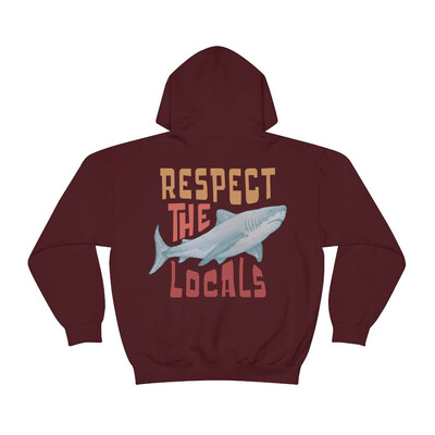 Respect The Local Hoodie Local Surf Hooded φούτερ Beach Bum Shark Graphic pullover Vintage Ocean Conservation Beach Hoodies