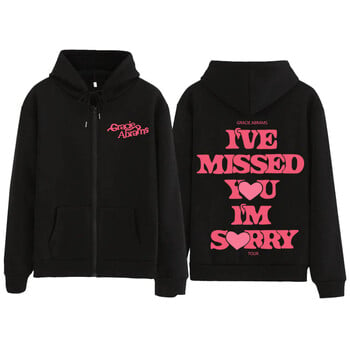 Gracie Abrams 2024 Miss You I\'m Sorry Zip Up Hoodie Gracie Abrams Zipper Graphic Мъже Жени Суичър Y2K Яке с цип Палта