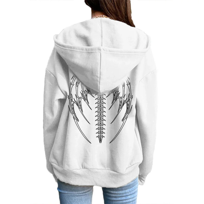 Γυναικεία φούτερ με κουκούλα Μόδα Casual Παλτό με φερμουάρ Harajuku Μπλούζες Streetwear Sport Jogging Φαρδιά μπουφάν Φούτερ