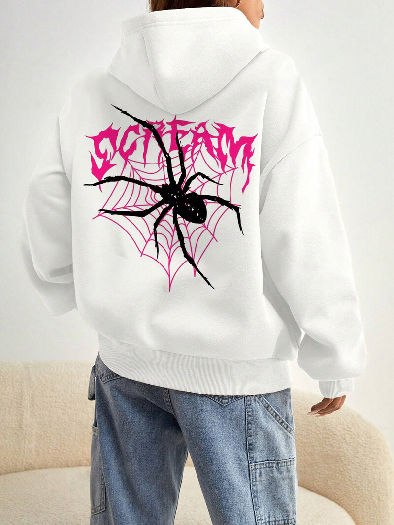 Rose Butterfly Impossible Γράμμα γραφικής εκτύπωσης Γυναικεία φούτερ Μόδα ζεστή κουκούλα Φαρδιά casual φούτερ Fleece Μαλακά ρούχα