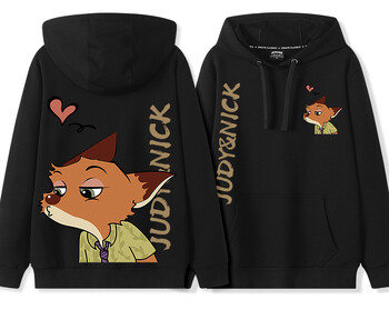 Различни двойки Bunny Judy Hopps Fox Nick Wilde Пуловер с качулка Яке Ежедневни анимационни шарки Свободно удобно