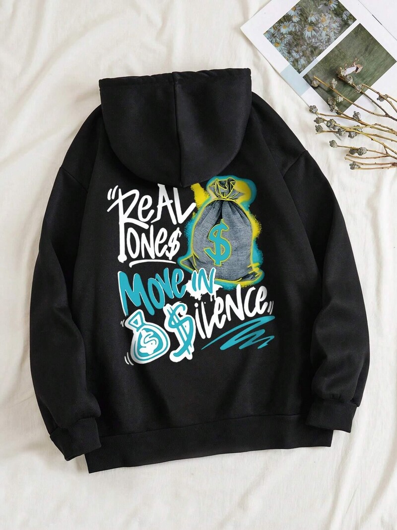 Svjetleća torbica za novac Ženska modna smiješna majica s kapuljačom s printom Ležerna prevelika udobna jesenska topla trenirka od flisa