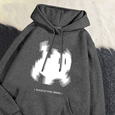 Γυναικεία φούτερ με κουκούλα, μαύρη γάτα, κινούμενα σχέδια με τύπωμα πουλόβερ αναπνέουσα χαλαρή τσέπη Ζεστό φούτερ Φθινοπωρινά χειμερινά αθλητικά ρούχα