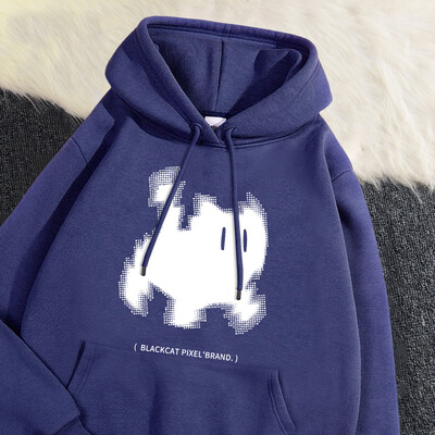 Γυναικεία φούτερ με κουκούλα, μαύρη γάτα, κινούμενα σχέδια με τύπωμα πουλόβερ αναπνέουσα χαλαρή τσέπη Ζεστό φούτερ Φθινοπωρινά χειμερινά αθλητικά ρούχα