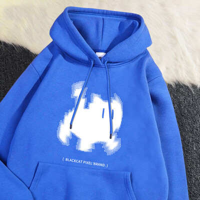 Γυναικεία φούτερ με κουκούλα, μαύρη γάτα, κινούμενα σχέδια με τύπωμα πουλόβερ αναπνέουσα χαλαρή τσέπη Ζεστό φούτερ Φθινοπωρινά χειμερινά αθλητικά ρούχα